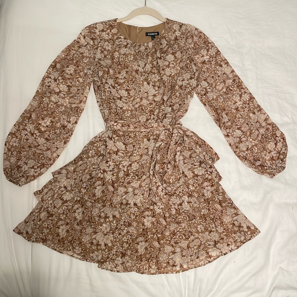 NWT Express Long Sleeved Ruffle Mini Dress